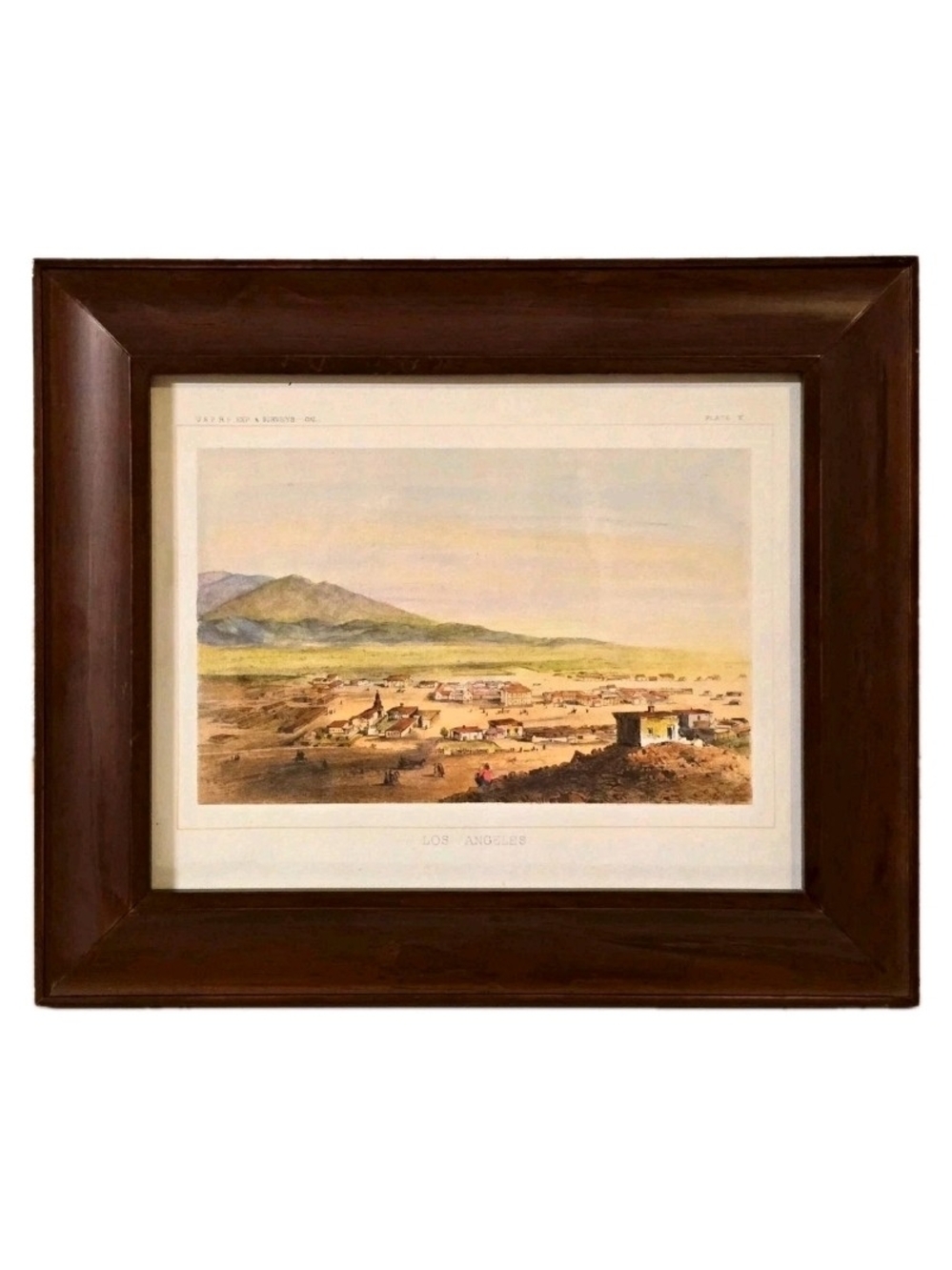 Vintage Style Framed Los Angeles 1853 Historic Map Canvas Print Wall Decor 11x13